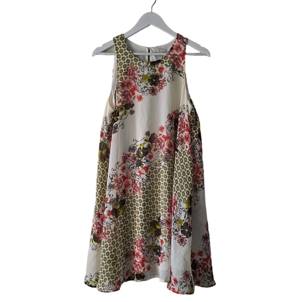 Cato Womens Summer Floral Chiffon Polyester Sleeveless Dress - Size L